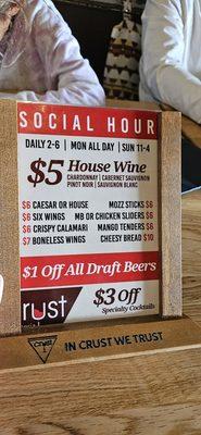 Happy hour menu