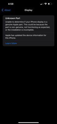 Error message that came after they installed my new "apple screen"