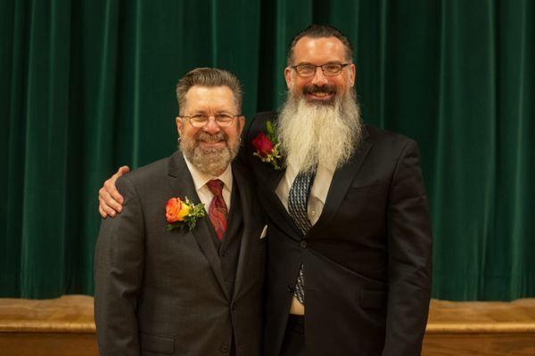 Groom and best man - groom's suit from Knights Chamber