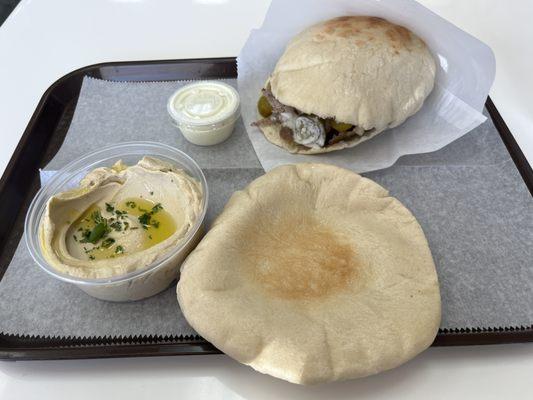 Gyro Stuffed Pita wth Hummus