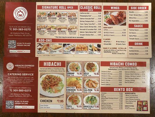 Full menu