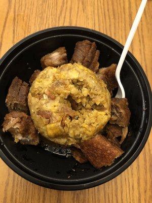 Pork Mofongo, dry, flavorless, dead burnt inedible pork