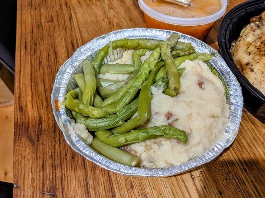 September 25 2021; Mashed potatoes and asparagus.