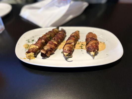 Bacon wrapped Jalapeño poppers