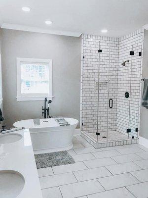 Bathroom remodel with tiling