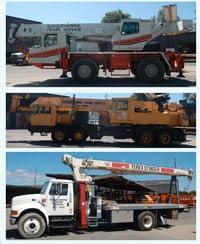 From top to bottom: 22 ton rough terrain, 35 ton and 14 ton