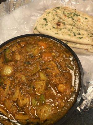 Chicken Kadai, Garlic Naan