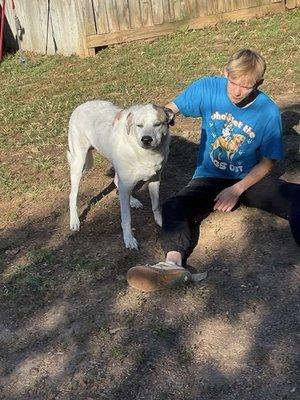 Stargate staff member with Jasmine during one-on-one playtime.