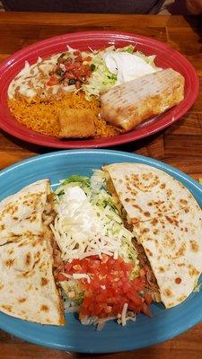 Beef quesadilla & chicken chimichango