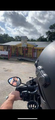 Motorcycle ride in the front of restaurant