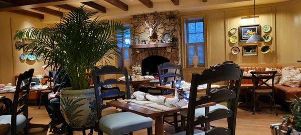 Dining room and fireplace