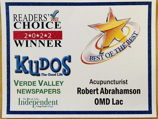 Voted Best Acupuncturist 13 years in a row!