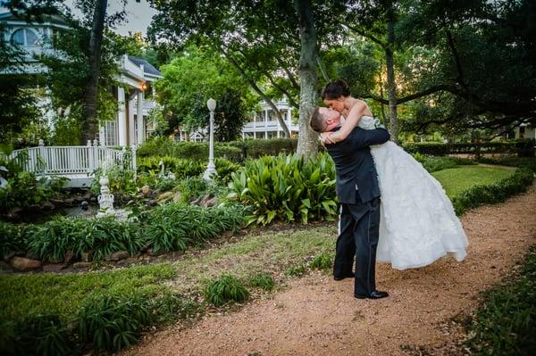 Bride and Groom on the grounds at Heaven on Earth.