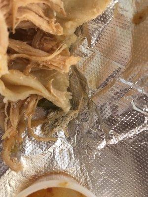 Chicken from my burrito looks rotten.