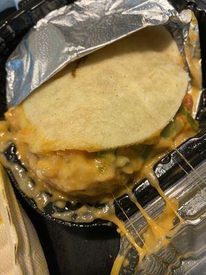 Arepa Rellena with veggies and cheese