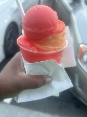 Medium Italian Ice (layers: strawberry, tropical, strawberry lemon)