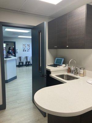 One of many exam rooms, smaller rooms are specific to cats