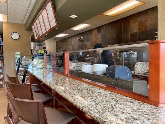 Countertop area with a small kitchen.