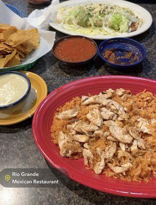 Burrito and chicken plate