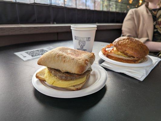 Breakfast Sandwiches and Coffee