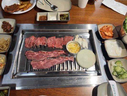 Wagyu Ribeye and Unmarinated LA Galbi