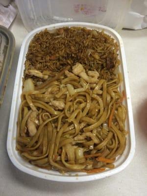 Chicken lo mein dinner plate