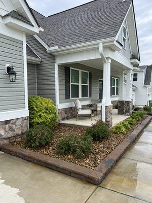 River rock and retaining wall edging