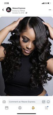 Uptown sew-in w/3bundles and drop curls