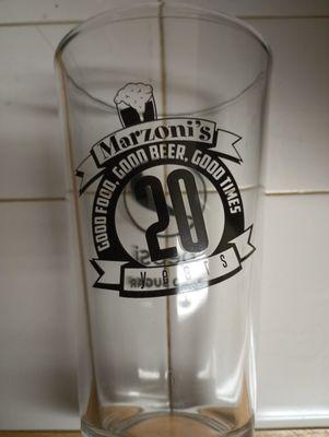 Anniversary glass that came with 5 cheese ravioli dish