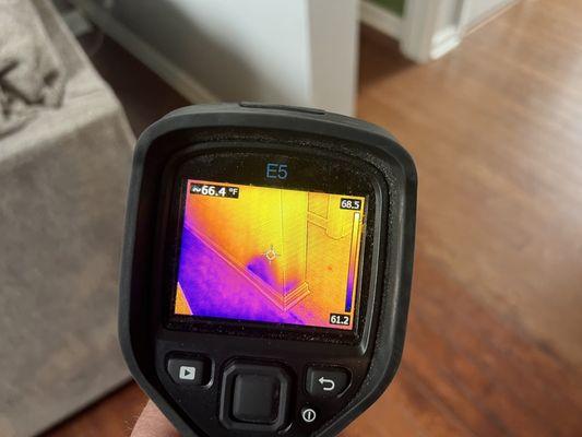 Thermal imaging in Marietta home during water damage restoration