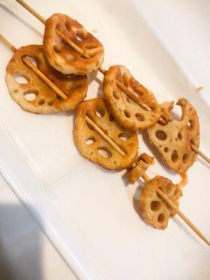 Lotus root on skewer