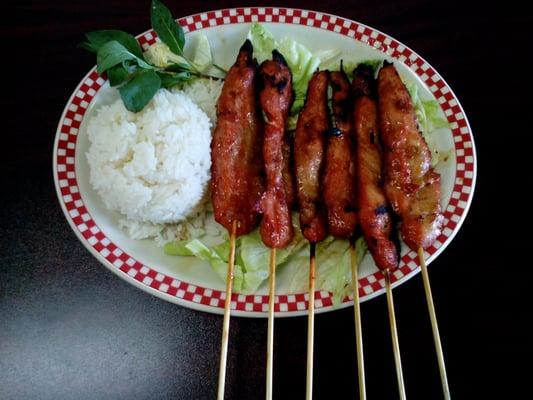 Chicken skewered