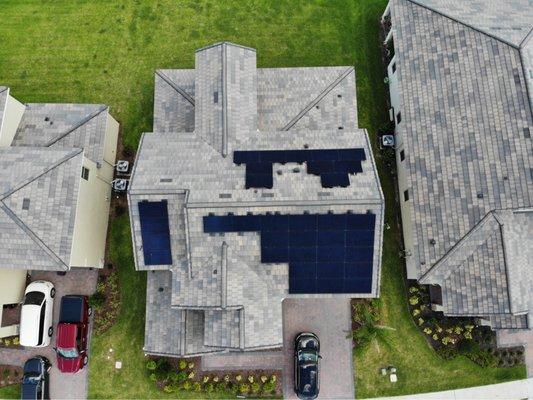 Top view of solar panels