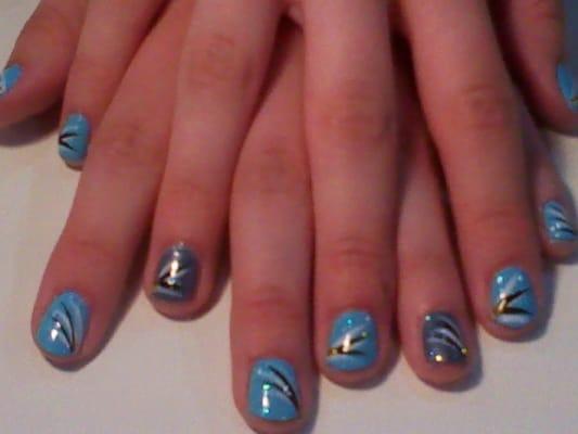 CRAVE Beauty nail polish in "Color Me Blue." Nail art by Jessica.