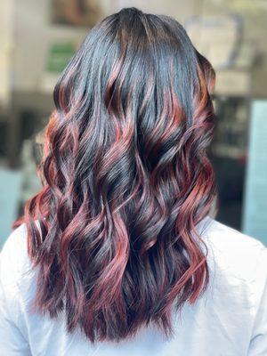 Balayage red hair