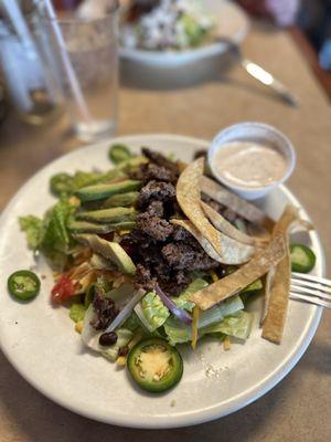 Taco salad with ground beef and chipotle ranch