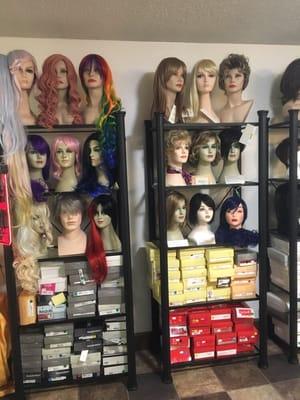 Large wig selection