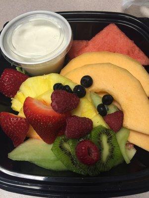 Fruit & Yogurt tray. Fruit was fresh and sweet! Very good!