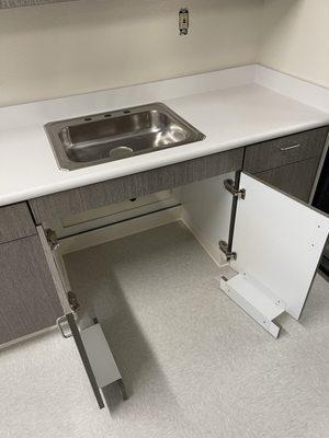 Small Ada compliant breakroom area in our office