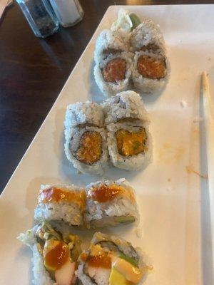 Spicy rolls triple! Excellent half devoured!