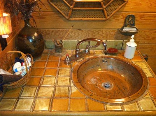 CABIN: Handmade sink by Edom Artist Potters Brown.