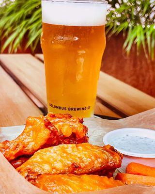 Fresh IPA and buffalo wings.