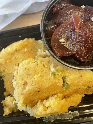 Cornbread dressing and cranberry sauce