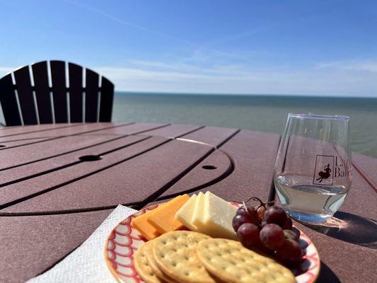 snacks and wine from the owners