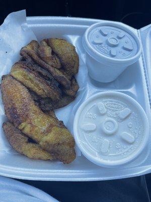 Platano fritos w/a side of frijoles & crema