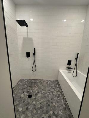 New construction bath shower combo