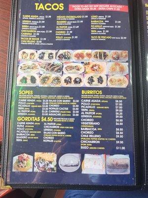 Menu as of 3-12-21