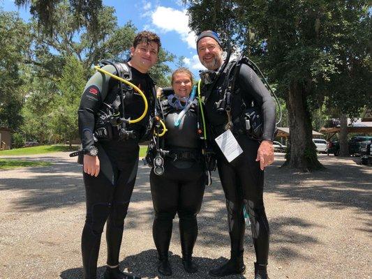 Certified divers with Joe Letts on the right