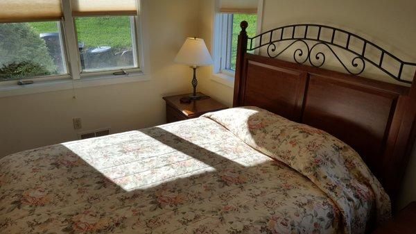 Downstairs bedroom with a Queen-sized bed and private bath