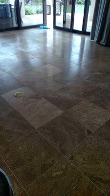 Travertine floor polishing before J2 Cleaning Las Vegas